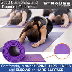 Strauss Multi-Purpose Yoga Mat with Carry Bag|Eco-friendly Anti-Slip Exercise & Fitness Yoga Mat for Men & Women|Home Gym Mat for Workout,Yoga,Pilates & Floor Exercises|Sizes: 4mm/6mm/8mm,(Purple)