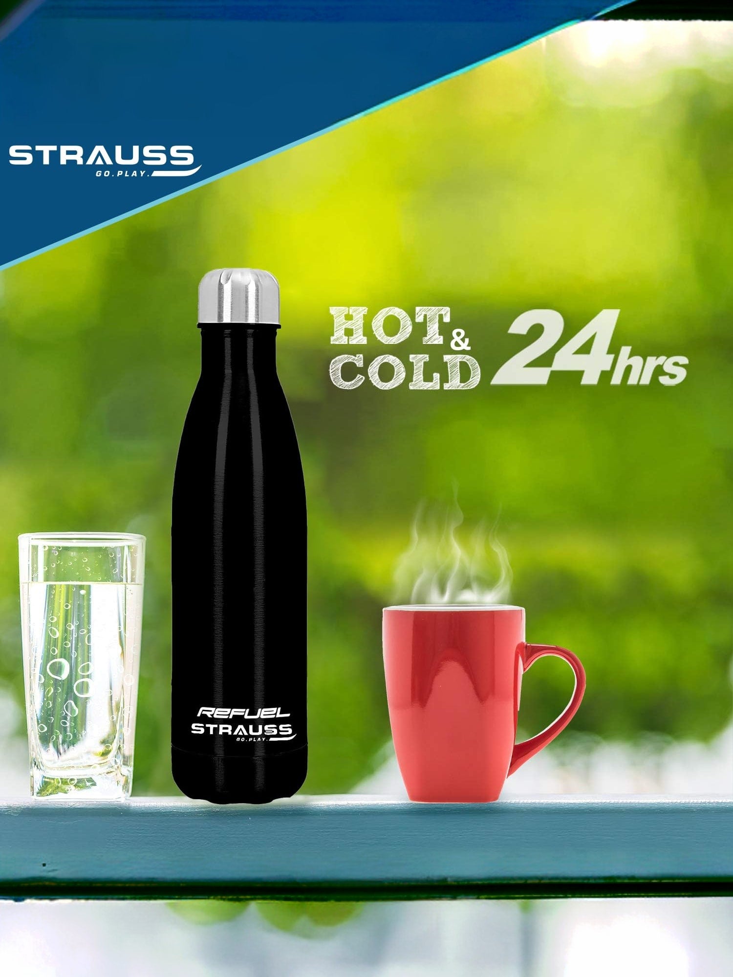 Strauss Refuel 500ml bottle - Travel hydration gear