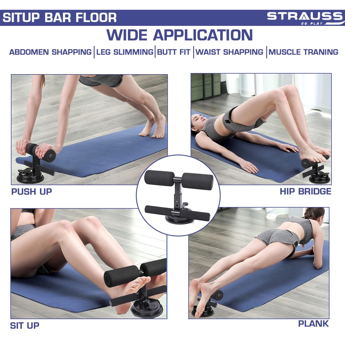 STRAUSS Sit-Up Bar - Home fitness tool for core exercises