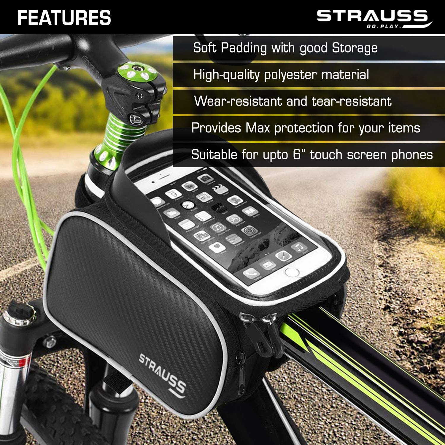 Strauss Bicycle Frame Bag - practical for cycling trips