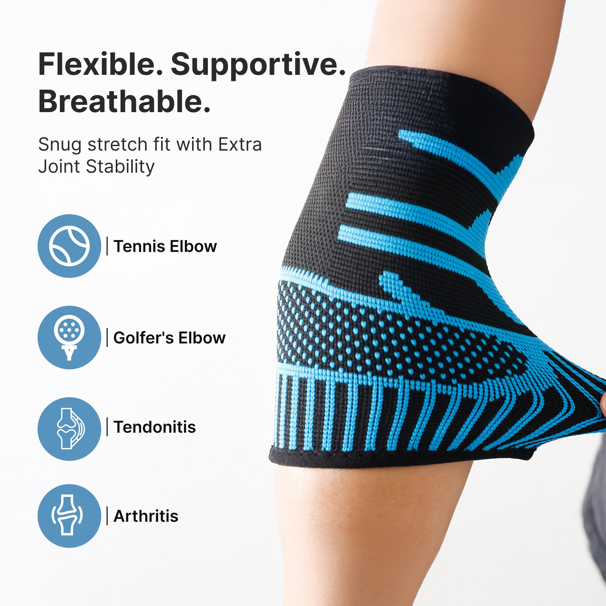 Strauss Blue Elbow Support - Moisture-wicking for athletes