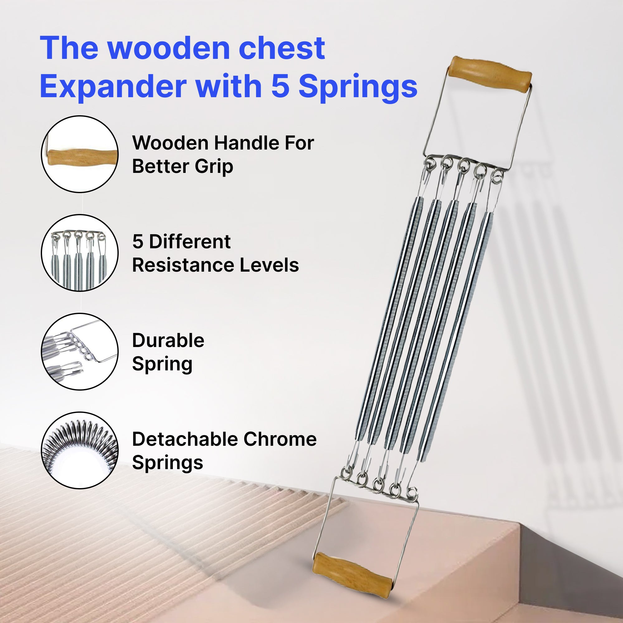 Chest Spring Out Strauss Chest Expander with 5 Springs | Adjustable Steel Springs with ...
