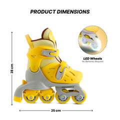 Strauss Yellow Inline Skates - Safe skating with secure braking