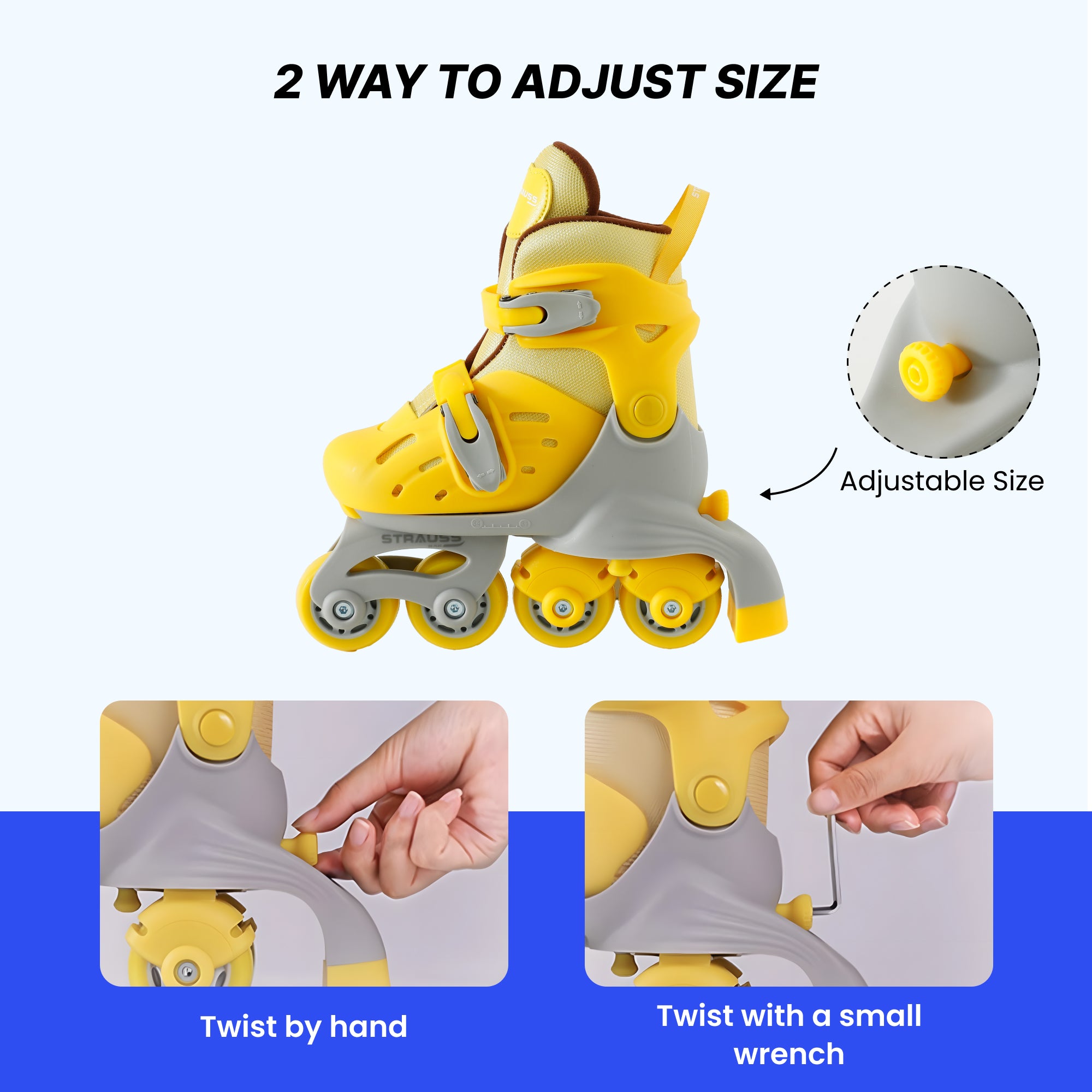 Strauss Kids Skates - Bright yellow inline skates for school