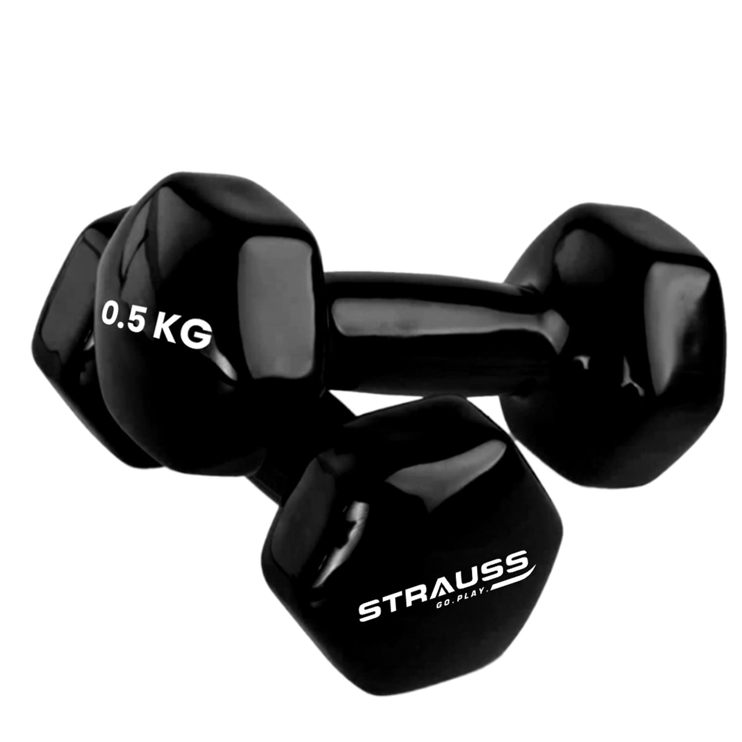 Strauss black vinyl dumbbells - convenient strength training