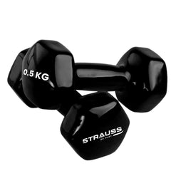 Strauss black vinyl dumbbells - convenient strength training