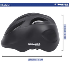 Strauss GlideX Cycling Helmet | Light Weight with Superior Ventilation | Mountain, Road Bike & Skating Helmet with Premium EPS Foam Lining | Ideal for Adults and Kids, (Black)