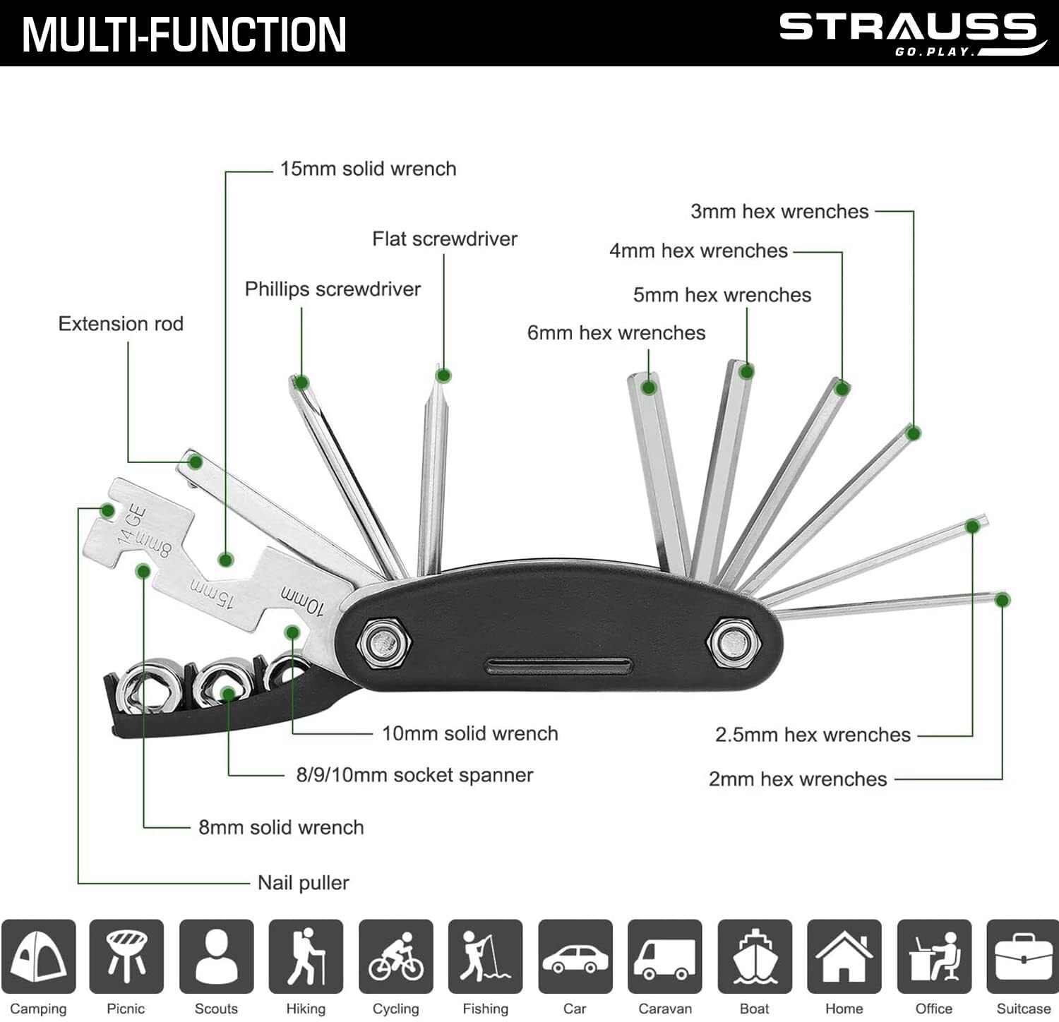 Strauss bicycle toolkit - convenient for emergency repairs