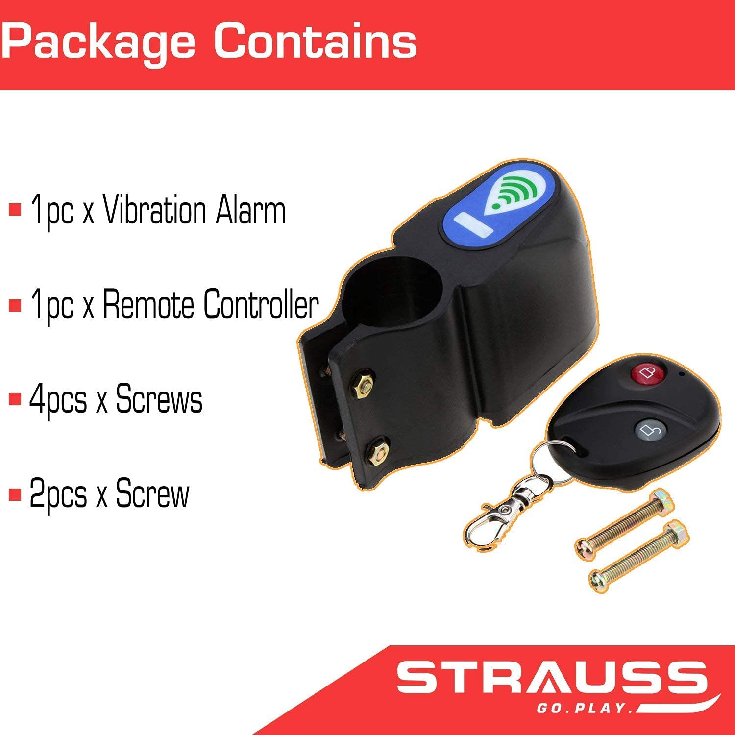 Strauss Anti Theft Bicycle Wireless Security Alarm Lock, Plastic StraussSport Strauss Anti Theft Bicycle Wireless Security Alarm Lock, Plastic StraussSport