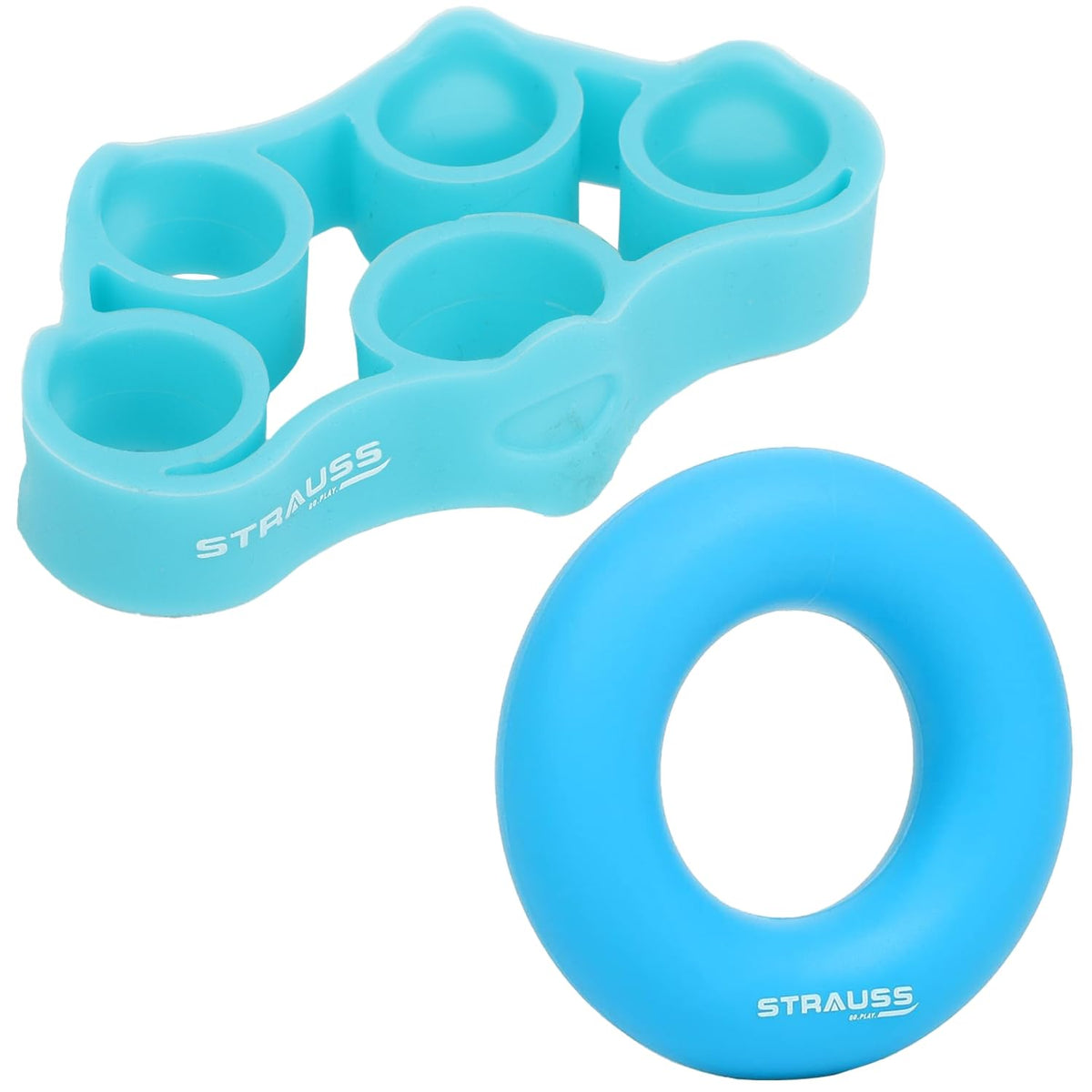 Strauss Finger Stretcher | Hand Strengthener for Carpal Tunnel Relief and Grip Strength | Silicone Finger Gripper and Finger Stretcher | Ideal for All Skill Levels | Set of 2,(Blue)