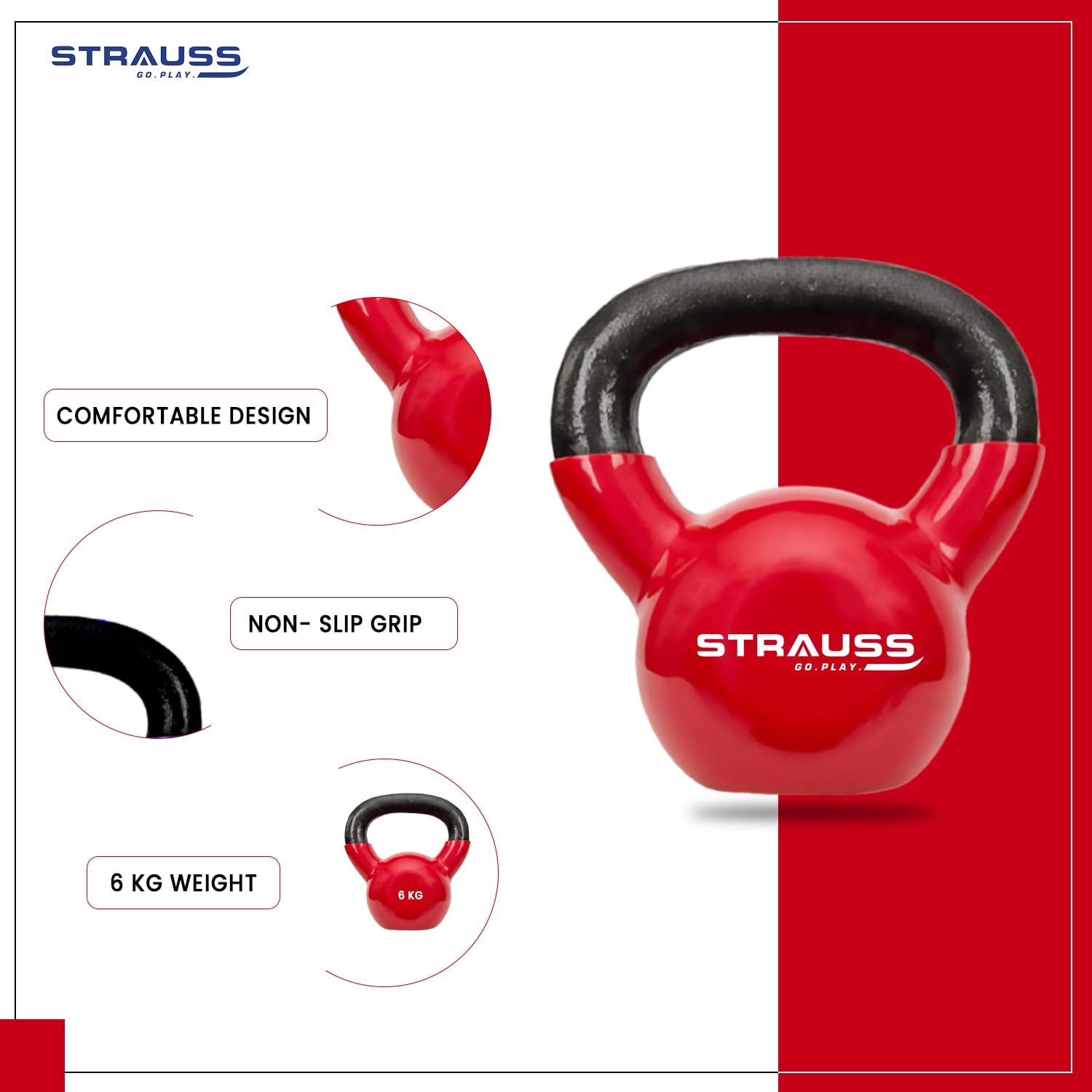 Strauss kettlebell - stylish red color