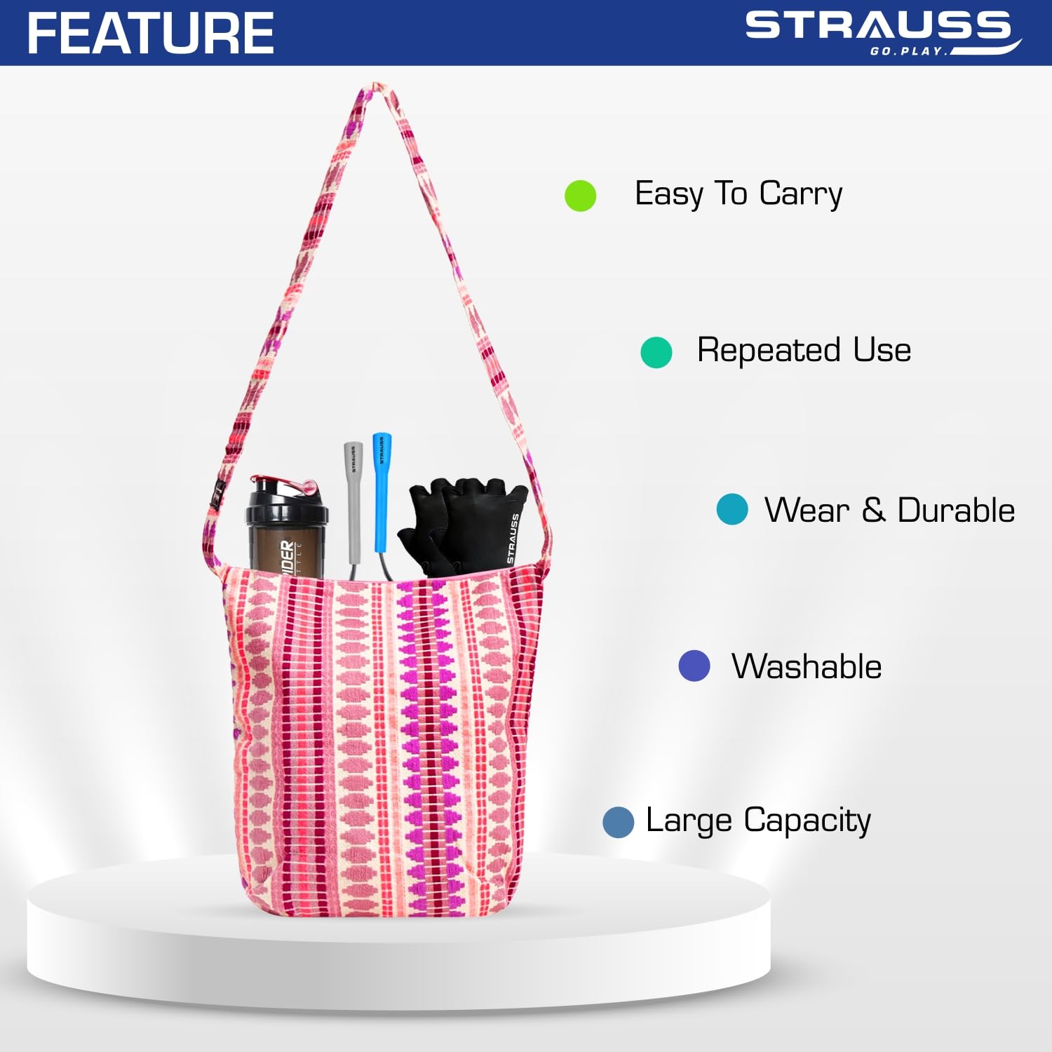 Strauss Jacquard Gym Bag - Perfect for Daily Errands