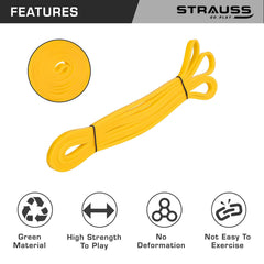 STRAUSS Resistance Band | Pull Up Bands Ideal for Home Exercise,Chin Ups, Squats & Core Workout | for Gym Men & Women | Resistance Bands, Loop Bands & Toning Bands | Resistance Level: 3-7 Kg,(Yellow)