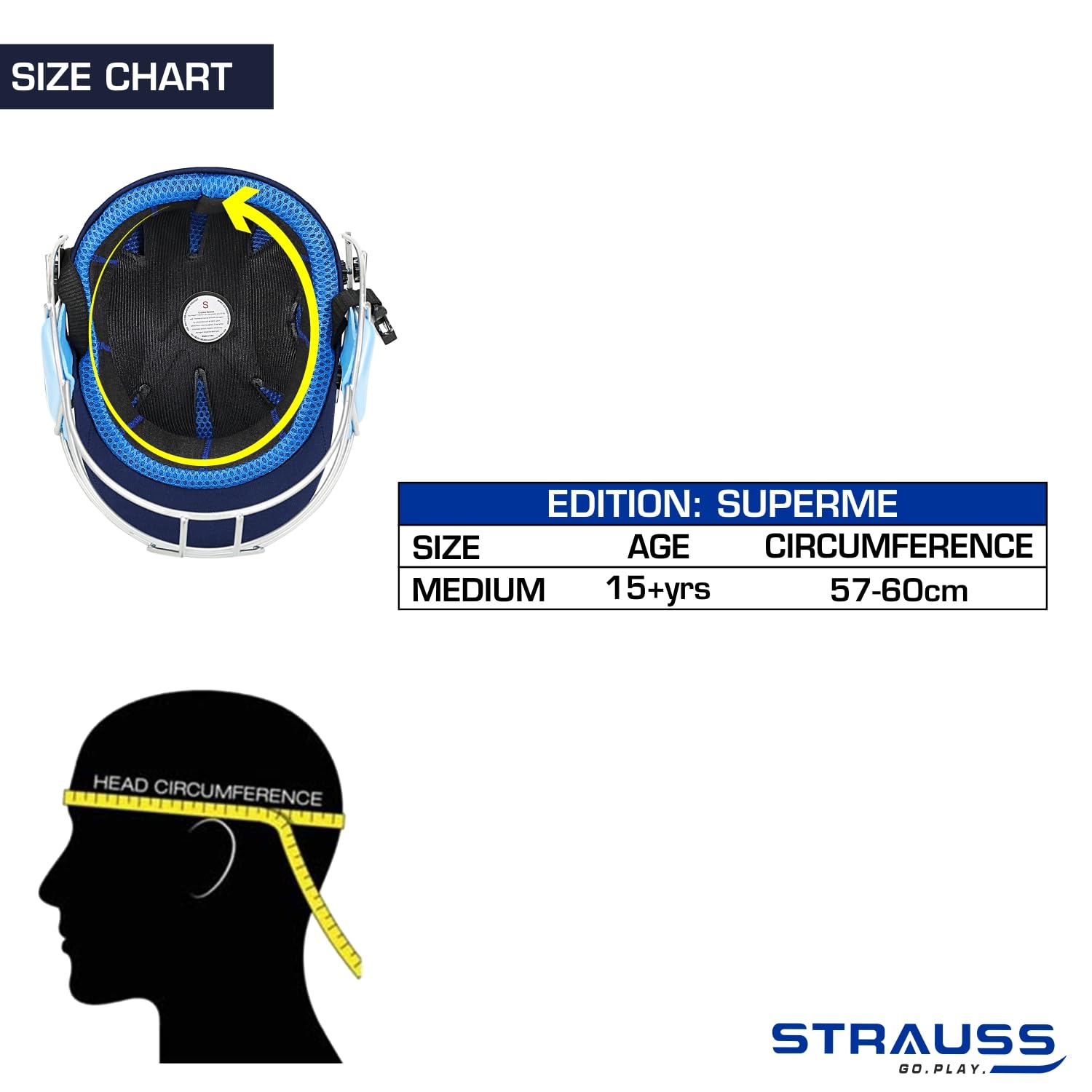 Strauss Supreme Cricket Helmet - Lightweight Design for Comfort