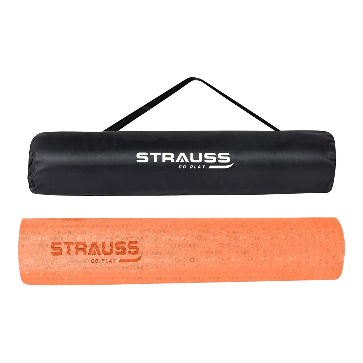Strauss Anti Skid TPE Yoga Mat with Carry Bag, 6mm, (Orange)