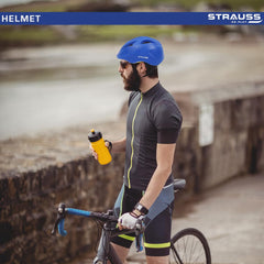 Strauss GlideX Cycling Helmet | Light Weight with Superior Ventilation | Mountain, Road Bike & Skating Helmet with Premium EPS Foam Lining | Ideal for Adults and Kids,(Blue)