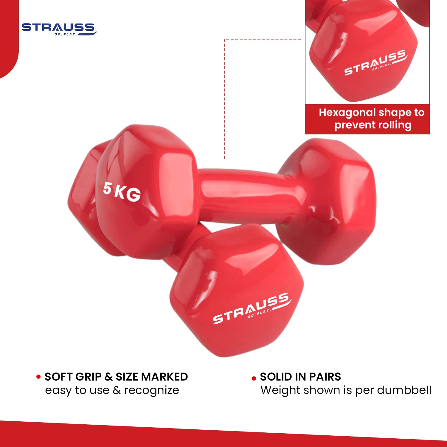 Strauss vinyl dumbbells - Home workout sets