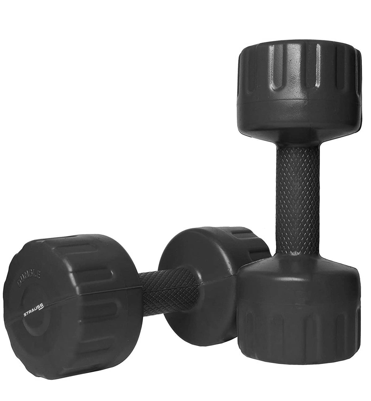 Strauss Unisex PVC Dumbbells Weight for Men Women 1Kg (Each)| 2Kg (Pair) Ideal for Home Workout and Gym Exercises (Black)