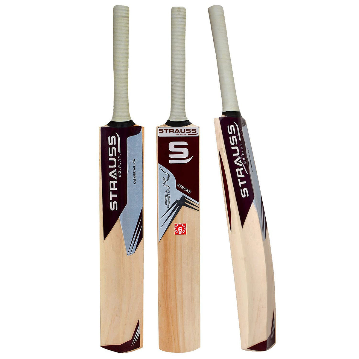 Strauss Cricket Bat | Edition: Stroke | Kashmir Willow | Size: 6 | Tennis & Synthetic Ball Cricket Bat | Tennis Cricket Bat