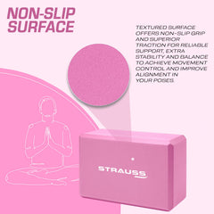 Strauss Yoga Block (Pink), Pair