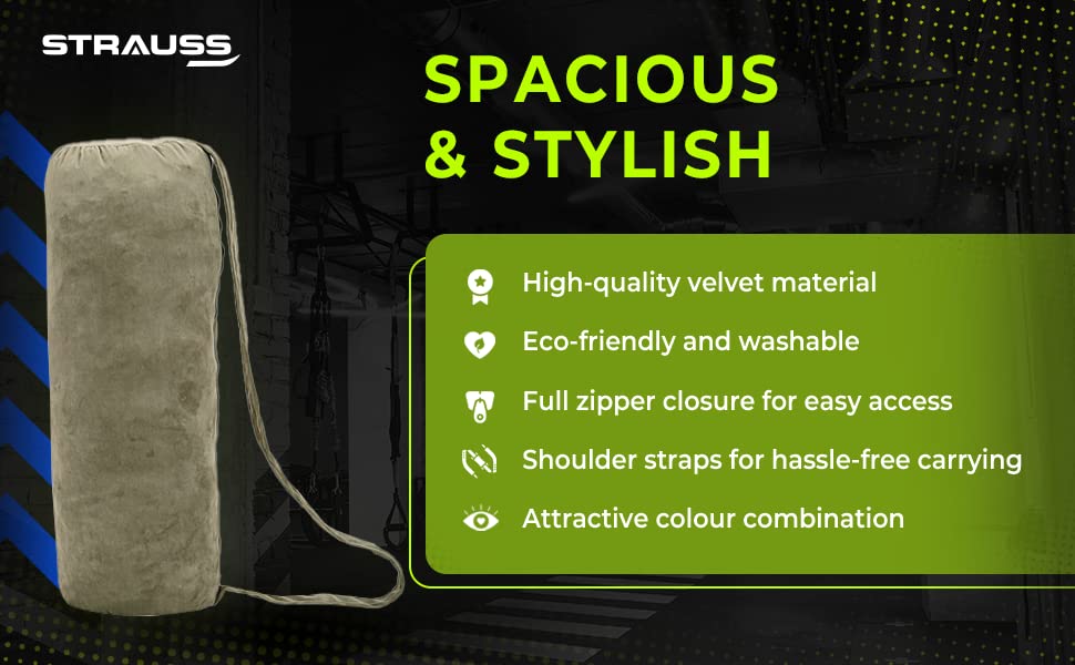 Strauss velvet gym bag - lightweight and portable