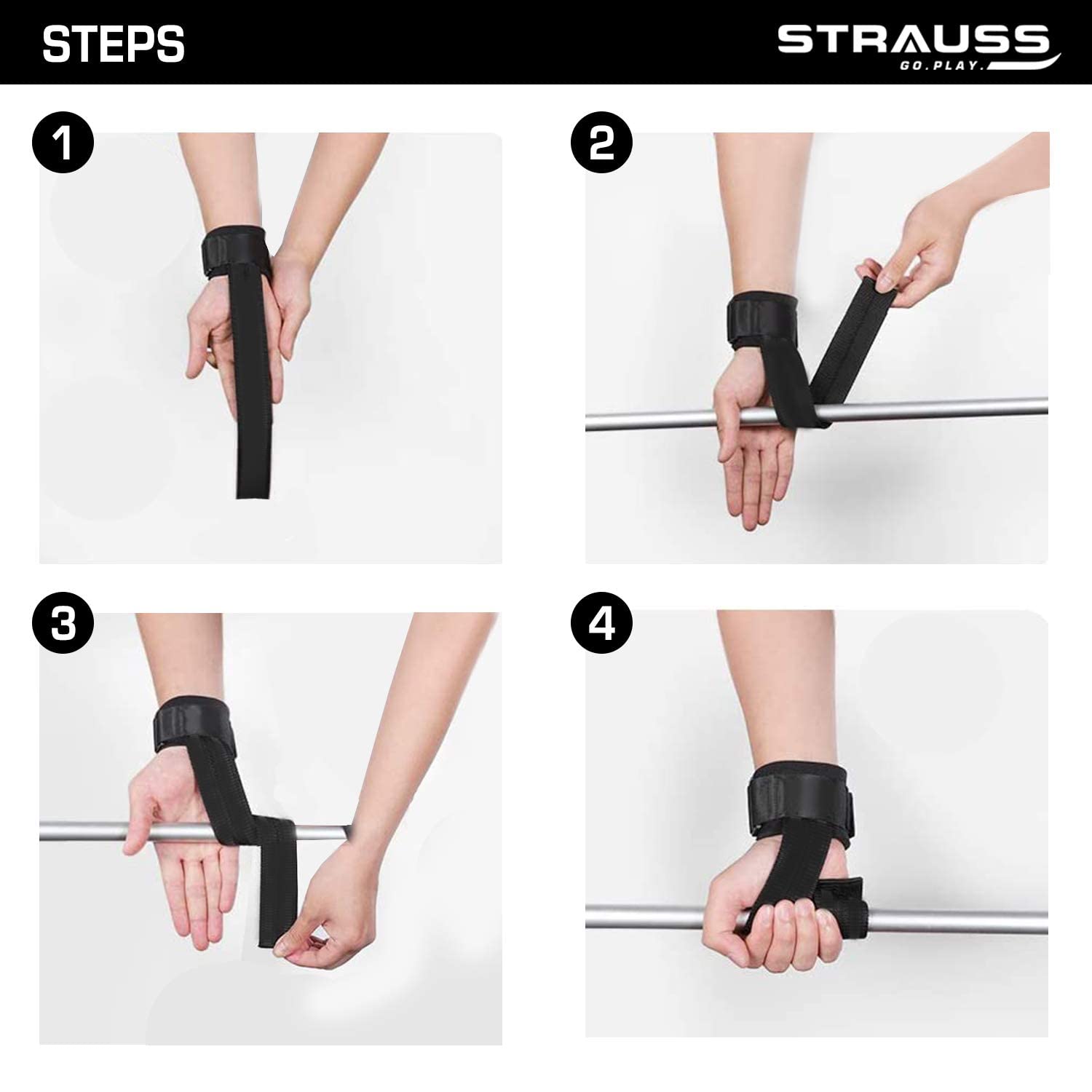 Strauss ST Weight Lifting Straps Wrist Supporter for Gym Gym Accessories for Men Women Gym Equipment Perfect for Weightlifting, Deadlift, Pull