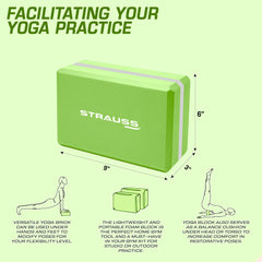 Strauss Yoga Block (Green/Grey),Pair