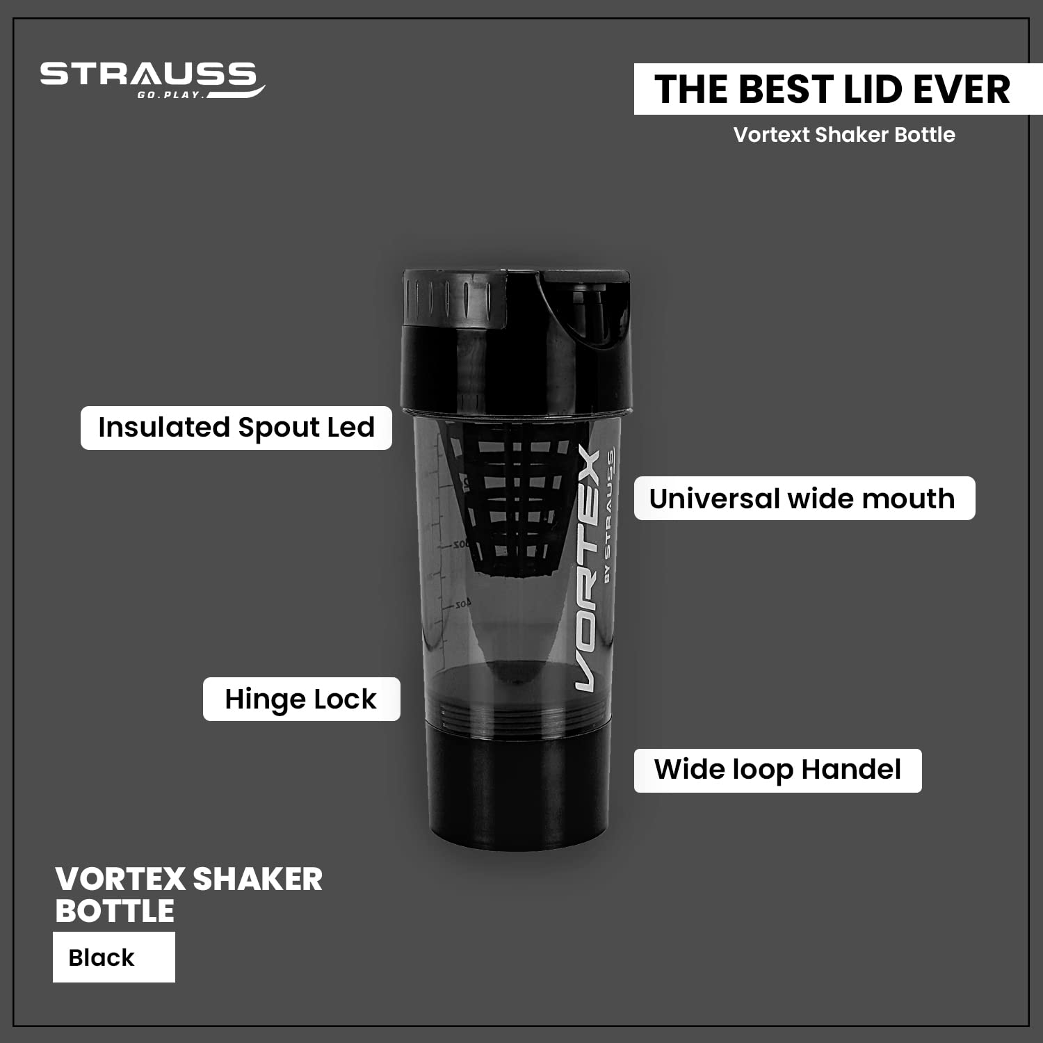 Strauss Vortex Shaker Bottle - Fitness Class Essential