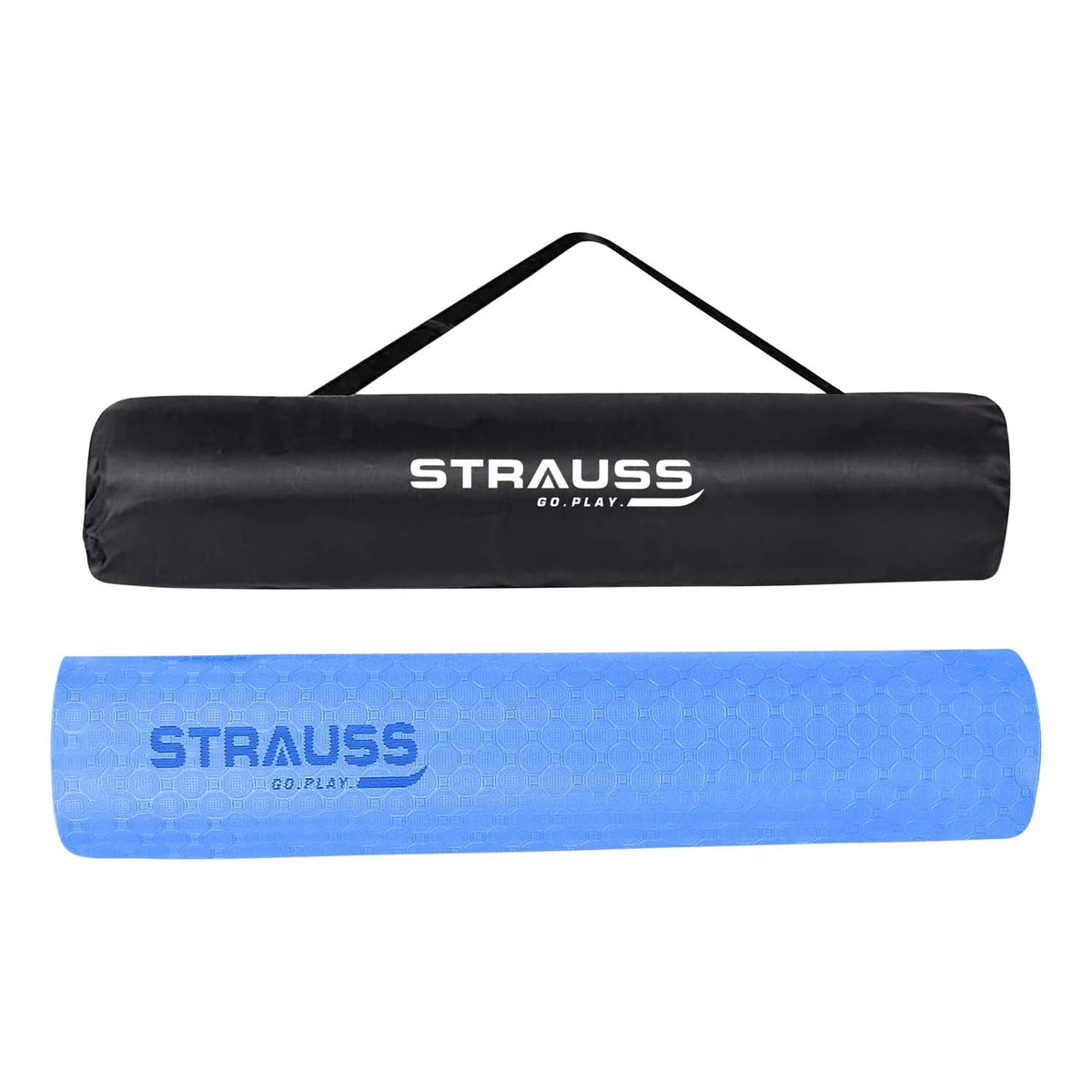 STRAUSS TPE Dual Layer Yoga Mat| Exercise Mat for Yoga,Pilates & Gym| Lightweight & Eco-Friendly Material | Yoga Mat for Women and Men |Ideal for Home Gym Workout |Includes Carry Bag | 6MM,(Sky Blue)