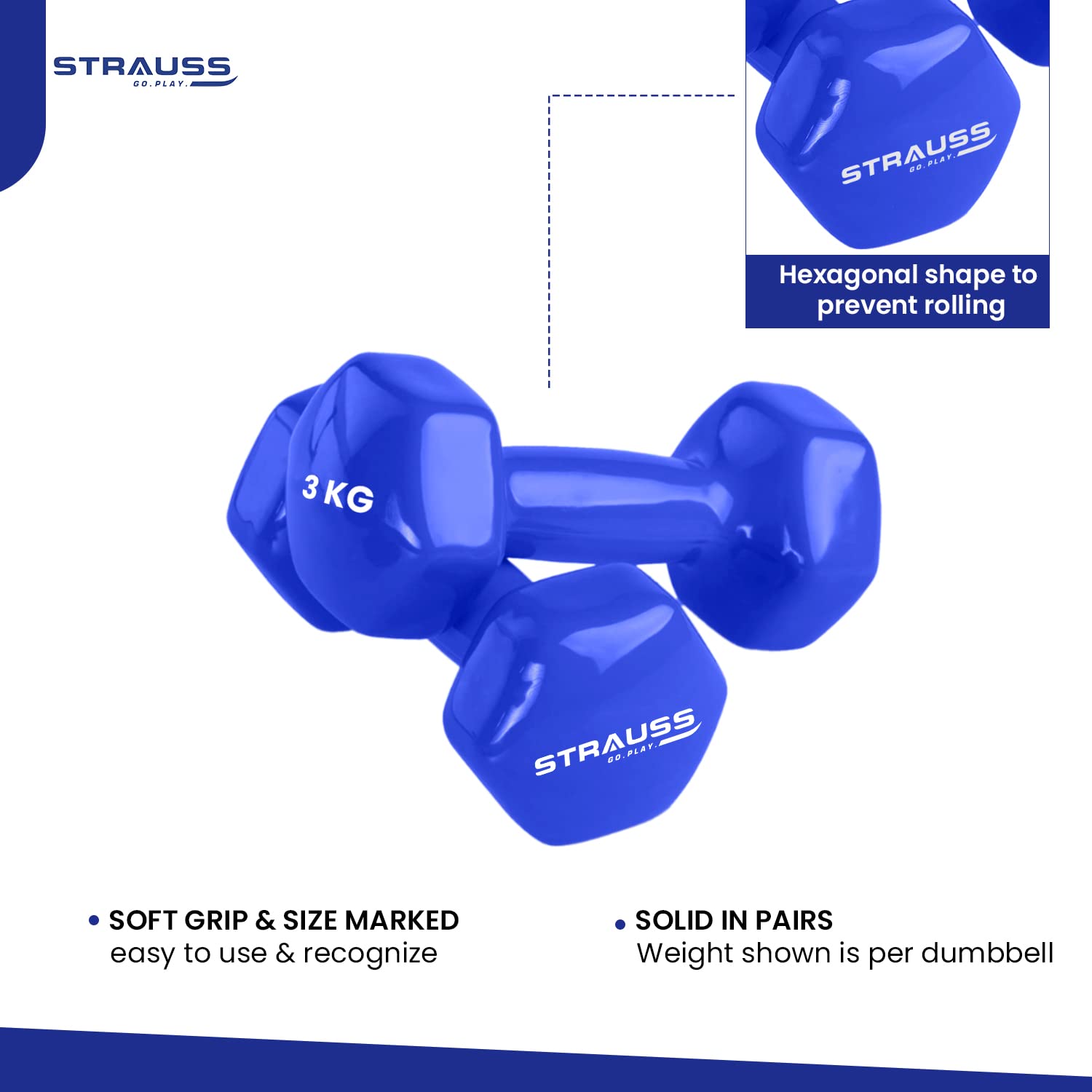 Strauss Premium Vinyl Dumbbells - Yoga Training