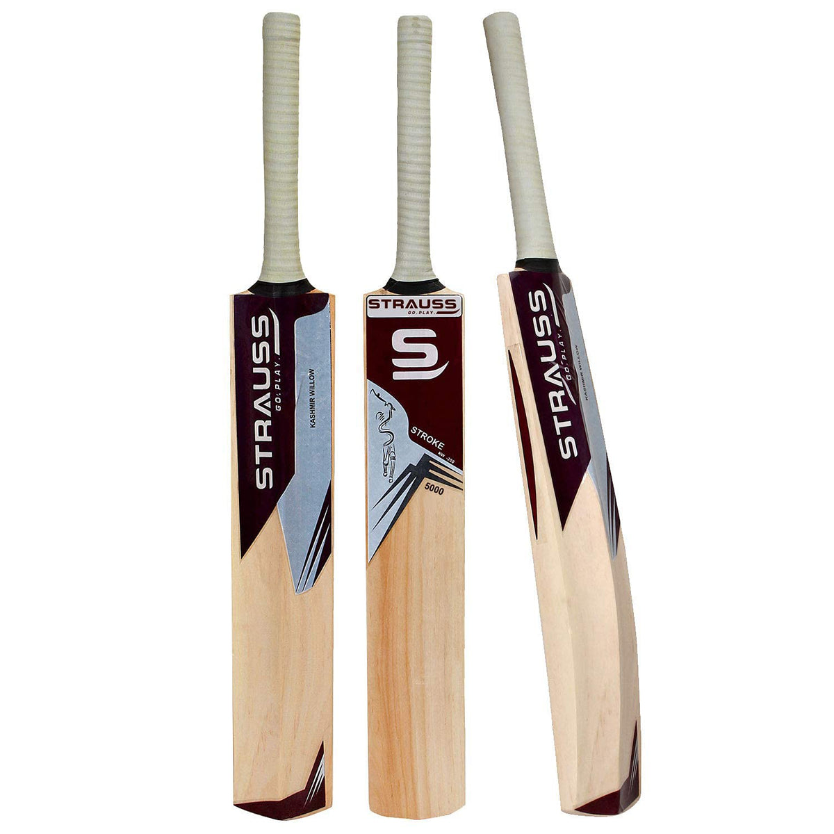 Strauss Cricket Bat | Edition: 5000 | Kashmir Willow | Size: SH | Tennis & Synthetic Ball Cricket Bat | Tennis Cricket Bat