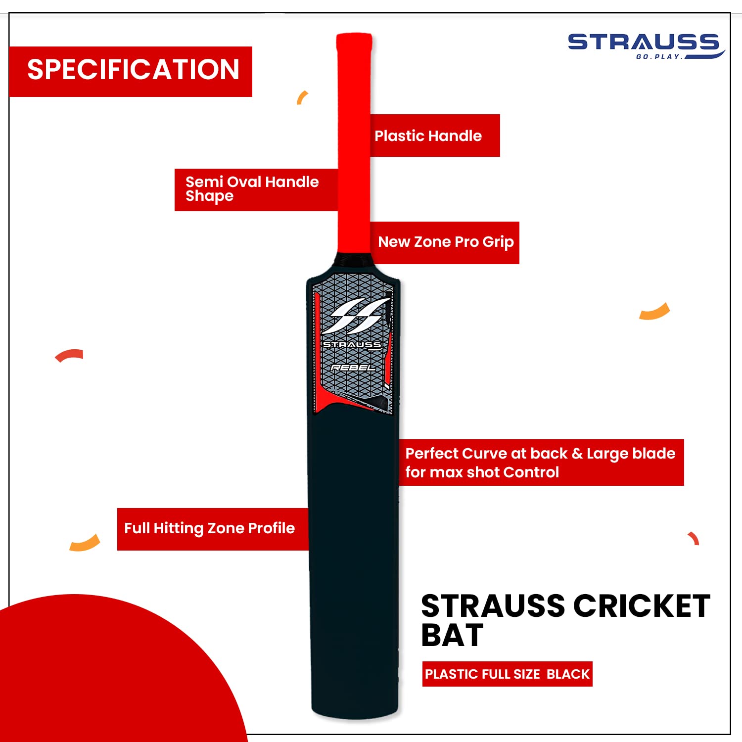 Strauss Rebel Cricket Bat - lightweight sports equipment