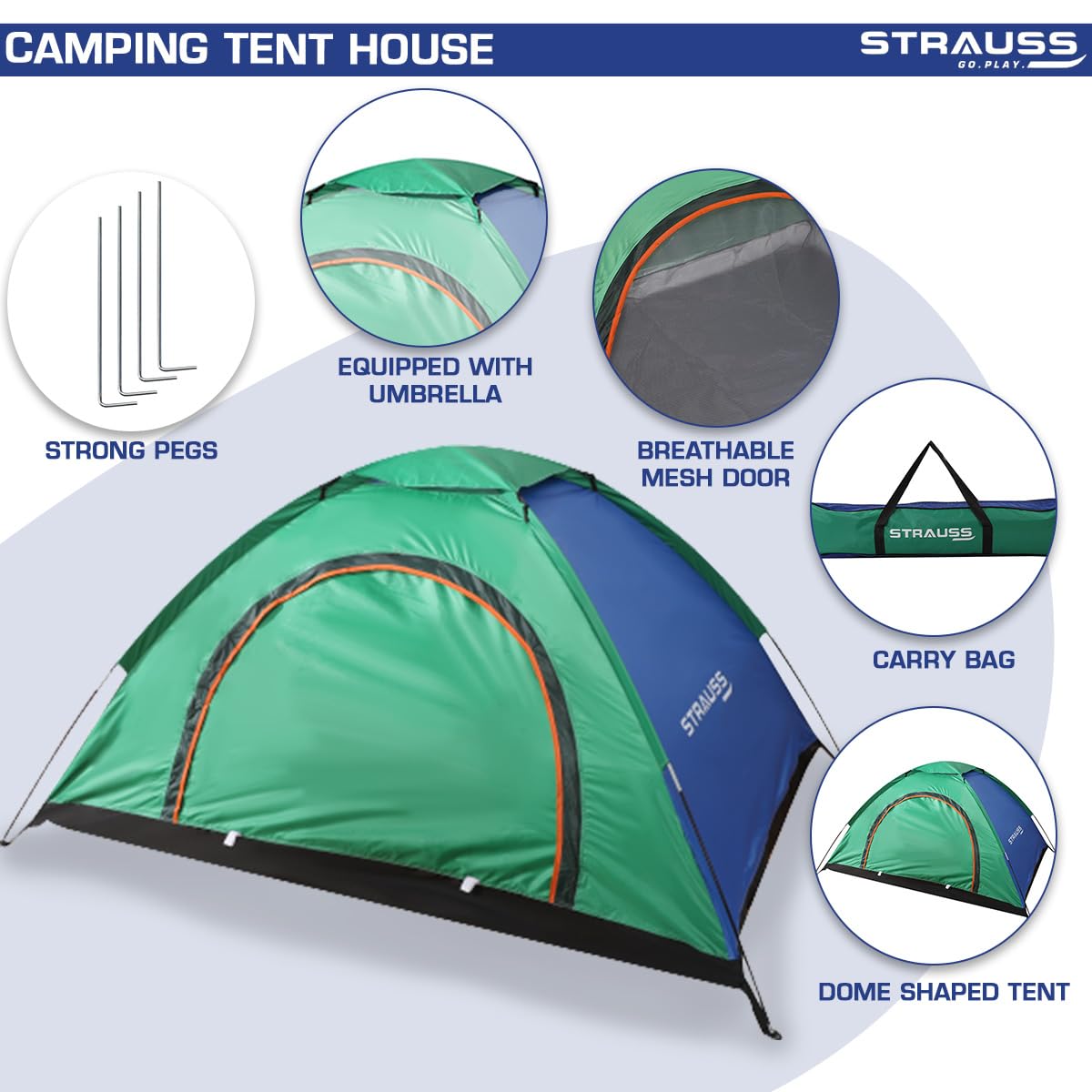 Strauss Camping Tent - Stay Dry in the Rain