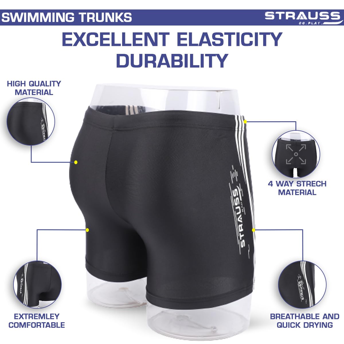 Strauss Swimming Shorts - Comfortable Fit for Running