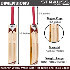 Strauss Supreme Scoop Tennis Cricket Bat, Half Duco, Yellow, (Wooden Handle)