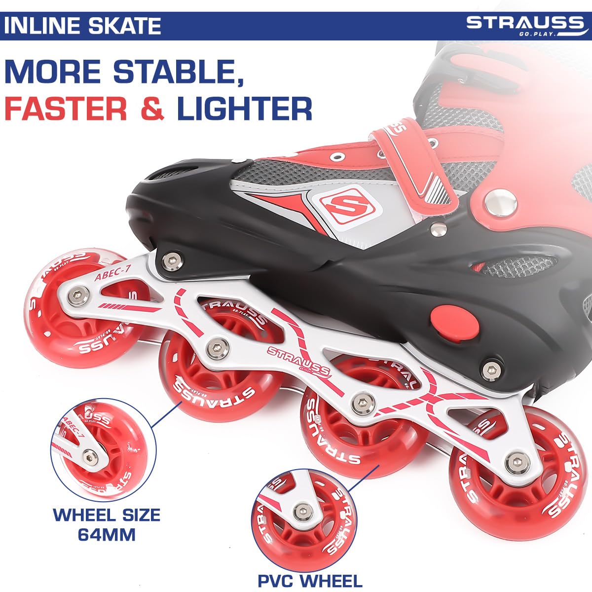 Strauss Inline Skates - LED lights on wheels for style