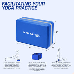 Strauss Yoga Block, (Blue/Grey) and Yoga Block, (Blue/Grey)