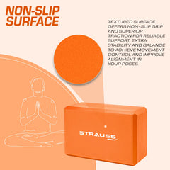 Strauss Yoga Block (Orange) and Yoga Block (Orange)