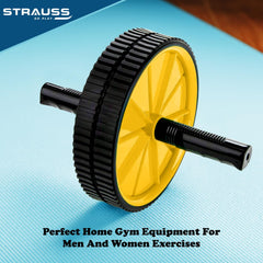 Strauss Double Wheel Ab & Exercise Roller | Anti-Skid Wheel Base, Non-Slip PVC Handles | Ideal for Home, Gym workout for Abs, Tummy, (Green)