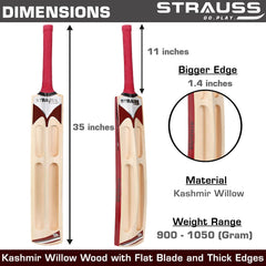 Strauss Supreme Scoop Tennis Cricket Bat, Half Duco, Red, (Wooden Handle)