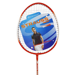 Strauss Power 300 Badminton Racquet with Cover (Black/Red), Pack of 2