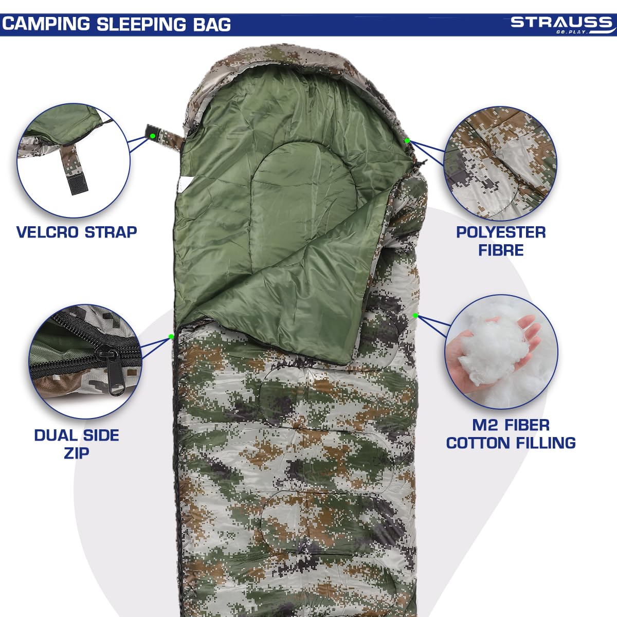 STRAUSS camping sleeping bag - comfortable for family outings