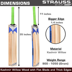 Strauss Blaster Scoop Tennis Cricket Bat, Half Duco, Blue, (Wooden Handle)