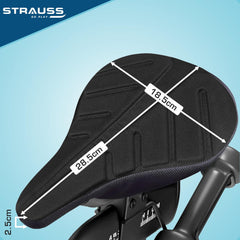 Strauss Bicycle Premium Extra Soft Saddle Foam Seat Cover with Anti-Slip Granules & Soft, Thick Padding|Superior Comfort, Breathable Design| Comes with Adjustable Rope Straps & Fits all Cycles,(Black)