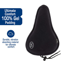 Strauss Premium 100% Silicone Gel Seat Cover with Anti-Slip Granules & Soft, Thick Padding | Superior Comfort, Breathable Design | Comes with Adjustable Rope Straps & Fits All Cycles, (Black)