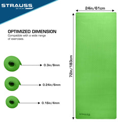 STRAUSS TPE Dual Layer Yoga Mat| Exercise Mat for Yoga,Pilates & Gym| Lightweight & Eco-Friendly Material | Yoga Mat for Women and Men |Ideal for Home Gym Workout |Includes Carry Bag | 4MM,(Green)