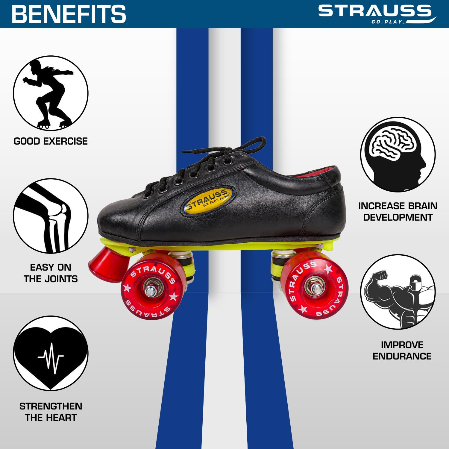 Strauss Gripper Skating Shoes - Stylish design in Red/Black