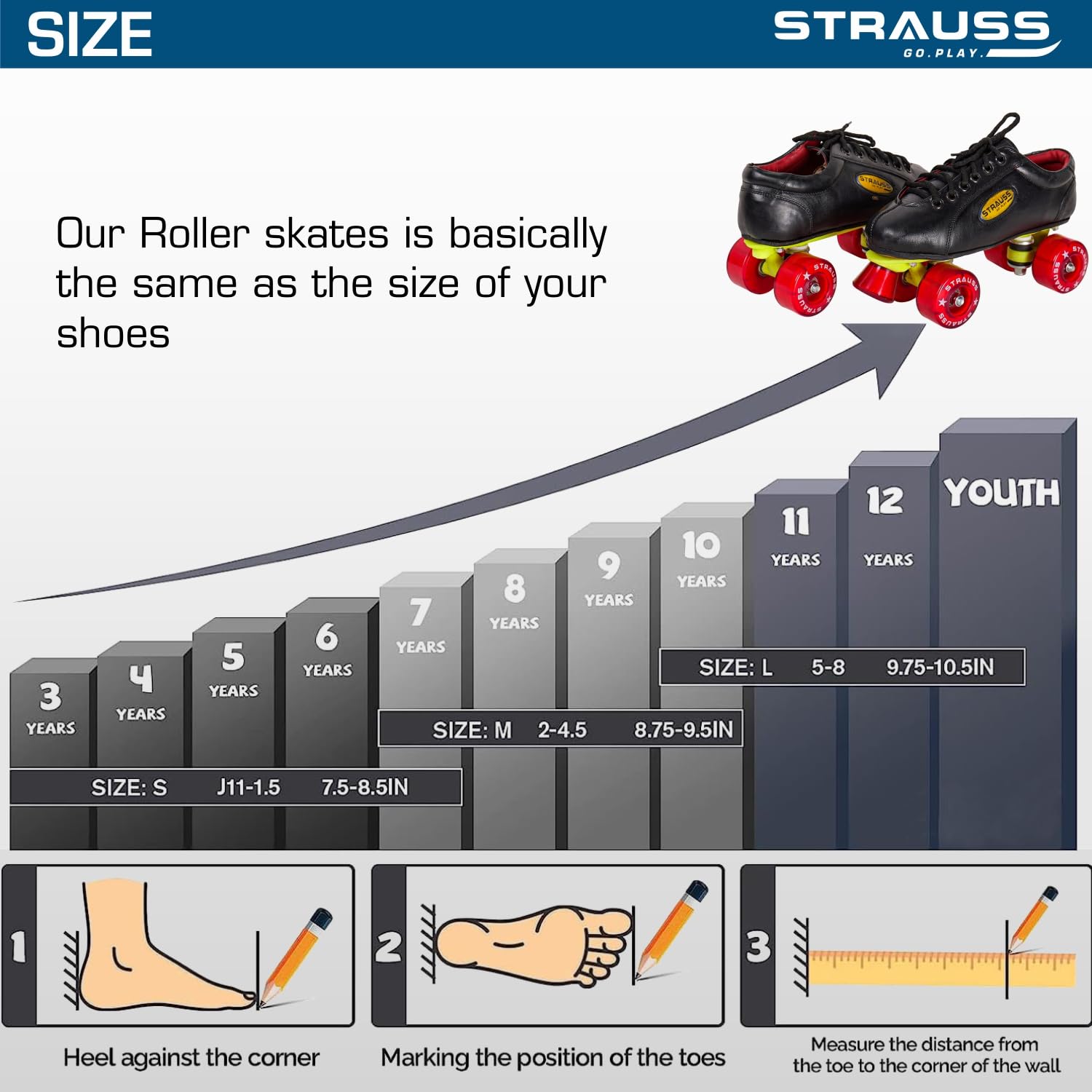 Strauss Gripper Skating Shoes - Skating safety with rear brake