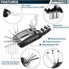 Strauss Bicycle Air Pump, (Black) and Bicyle Repair Toolkit