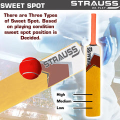 Strauss Blaster Scoop Tennis Cricket Bat, Full Duco, Yellow, (Wooden Handle)